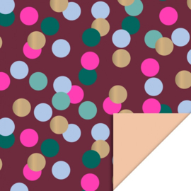 Cadeauzakje – Big Confetti Beet Red – Binnenkant Peach (17cm x 25cm)