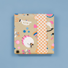 Cadeaupapier - Toy Story - Achterkant Check Peach (30cm x 1m)