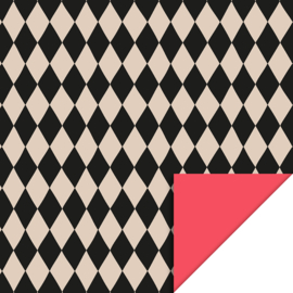 Cadeauzakje – Harlequin Black/Beige – Binnenkant Red (17cm x 25cm)