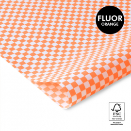 Vloeipapier – Check Fluor Orange (50cm x 70cm)