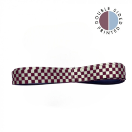 Cadeaulint - Check Beet Red – Binnenkant Polar Blue (10mm x 5m)