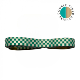 Cadeaulint - Check Turquoise– Binnenkant Gold (10mm x 5m)