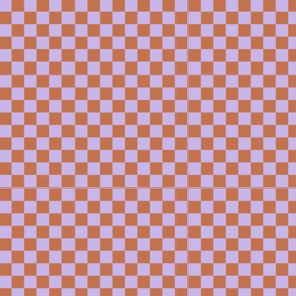 Blokbodemzak - Check Cognac/Lavender (12cm x 7cm x 19cm)
