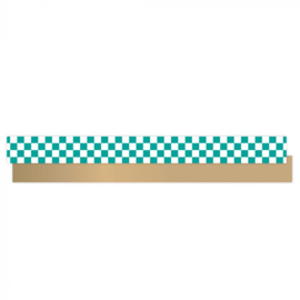 Cadeaulint - Check Turquoise– Binnenkant Gold (10mm x 5m)