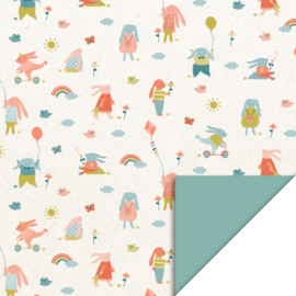 Cadeauzakje - Sweet Bunny - Binnenkant Misty Green (12cm x 19cm)