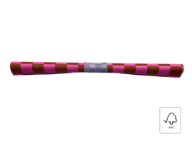 Cadeaupapier - Big Check Cognac/Fluor Pink - Achterkant Small Check Lilac (30cm x 1m)