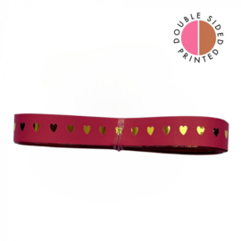 Cadeaulint - Heart Pink – Binnenkant Cognac (10mm x 5m)