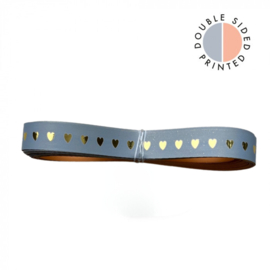 Cadeaulint - Heart Blue Grey – Binnenkant Peach (10mm x 5m)