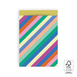 Cadeauzakje - Multi Stripes - Binnenkant Yellow (17cm x 25cm)