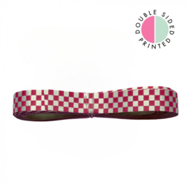 Cadeaulint: Check Flamingo Pink - Binnenkant Pastel Green