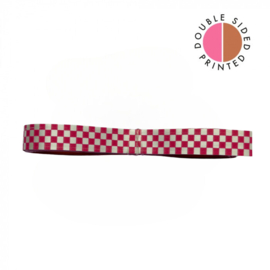 Cadeaulint - Check Pink– Binnenkant Cognac (10mm x 5m)