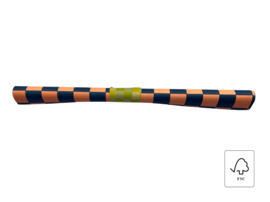 Cadeaupapier - Big Check Blue/Fluor Peach - Achterkant Small Check Lemon (30cm x 1m)