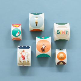 Cadeaustickers – Sint Duo - Paard Gold - Tekst "Voor:"(per 10 stuks)