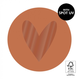Cadeaustickers - Heart Cognac (per 10 stuks)