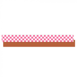 Cadeaulint - Check Pink– Binnenkant Cognac (10mm x 5m)