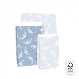 Blokbodemzak – Birds Polar Blue (12cm x 7cm x 19cm)