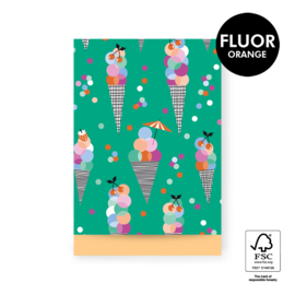 Cadeauzakje - Ice Confetti - Binnenkant Fluor Peach (17cm x 25cm)