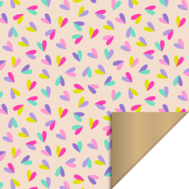 Cadeauzakje - Hearts Duo - Binnenkant Gold (7cm x 13cm)