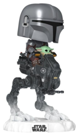 Funko POP! Rides Deluxe Star Wars The Mandalorian and Grogu: The Mandalorian with Grogu in Imperial Remnant AT-RT #837