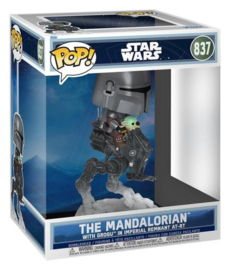 Funko POP! Rides Deluxe Star Wars The Mandalorian and Grogu: The Mandalorian with Grogu in Imperial Remnant AT-RT #837