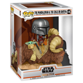 Funko POP! Deluxe Star Wars The Mandalorian: Mando on Bantha with Child in Bag #416
