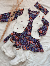 Gilet teddy white flower