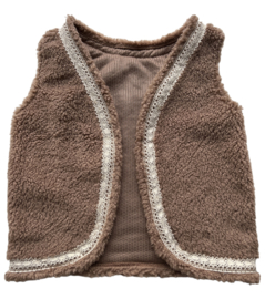 Mom gilet teddy brown lace