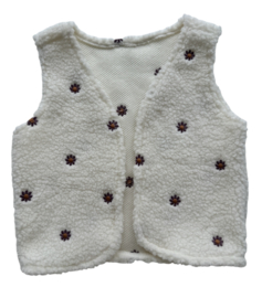 Gilet teddy white flower