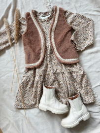 Gilet teddy brown lace