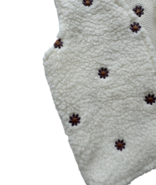 Gilet teddy white flower