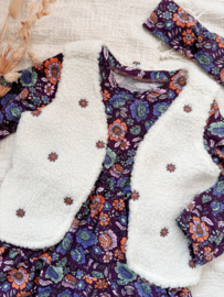Gilet teddy white flower