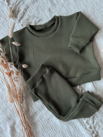 Sweater dark green waffle