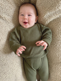 Sweater dark green waffle
