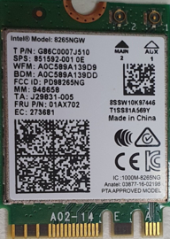 Intel ® Dual Band Wireless-AC BT4.2 (0169)