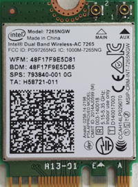 HP, Intel Dual Band Wireless-AC 7265 802.11 ac 2x2 WiFi and Bluetooth 4.0 (0222)