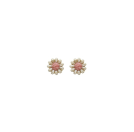 Oorsteker flower creme/coral