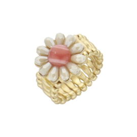 Ring flower creme/coral