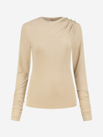 Drape Shoulder top Beige