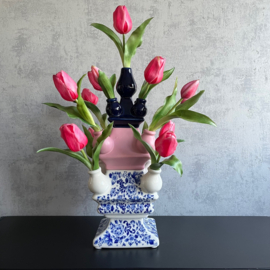 Tulpenvaas Stapelgekte Blauw-Roze-Delftsblauw
