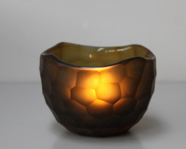 Waxinehouder carved bowl amber