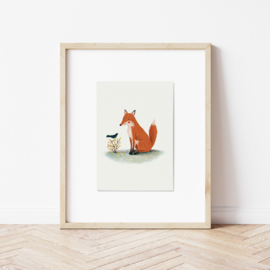 A5 print | Fox and blackbird