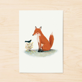 A5 print | Fox and blackbird