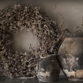 Spatscherm sobere antieke potten met krans 60×90 cm
