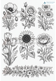 Silk Screen Flowers XL - 21x30 cm