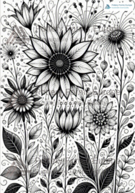 Silk Screen Fantasy Flowers A XL - 21x30 cm