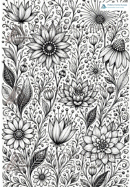 Silk Screen Fantasy Flowers B XL - 21x30 cm