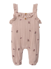 Lil' Atelier mousseline jumpsuit met geborduurde bloemetjes  | maat 56 -86