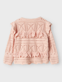 Lil' Atelier gebreide trui met kant peach whip | maat 92 - 128