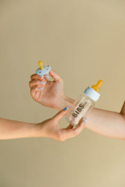BIBS glazen fles met latex speen baby blue | 150 ml