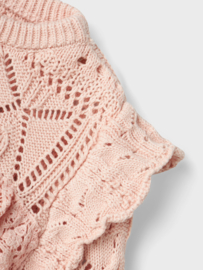 Lil' Atelier gebreide trui met kant peach whip | maat 92 - 128